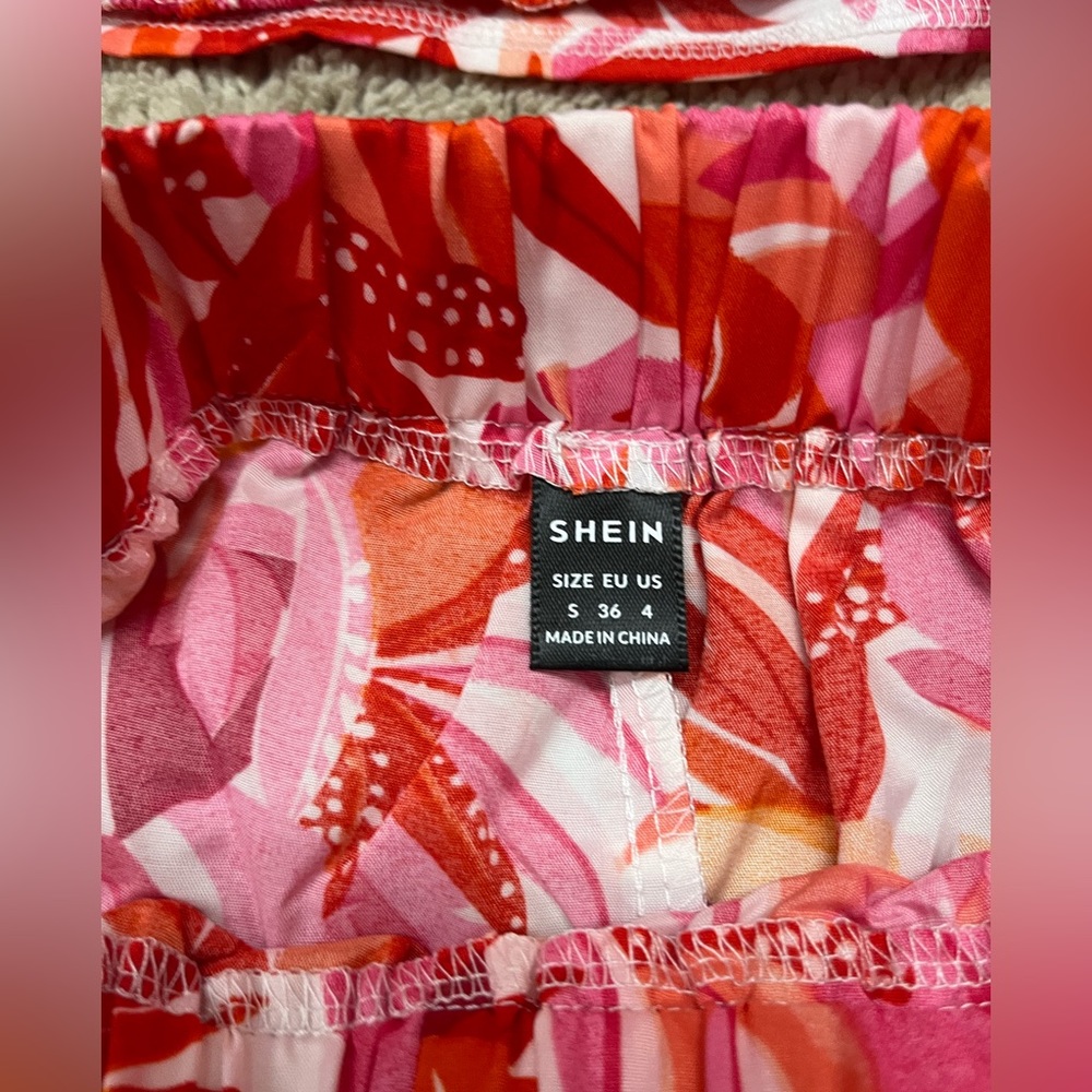 One Shoulder Pink & White Tropical Pattern coord set - Picture 6 of 6